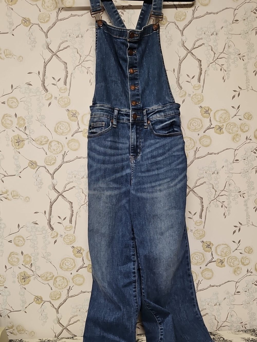Judy Blue Faded Blue Denim Button-Front Overalls